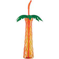 Jumbo Plastic 20oz. Palm Tree Cup w/Straw