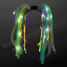 Light Up Mardi Gras Pigtail Headband