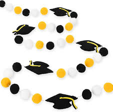 Grad Cap Pom Pom Garland - 4.5ft.