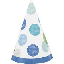 Blue Polka Dot Party Mini Hats. - 8ct.