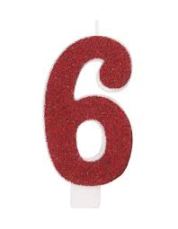 Glitter Number "6" Candle