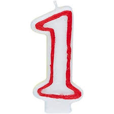 CANDLE - NUMERAL 1 RED/WHITE