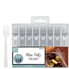 Mini Clear Plastic Forks - 40ct.