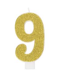 Glitter Number "9" Candle