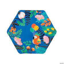 Tropical Toucan & Parrot Hexagonal 9" Paper Plates