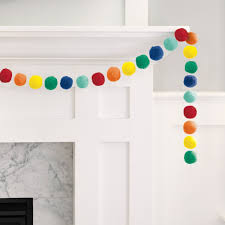 Rainbow Pom Pom 7ft. Garland