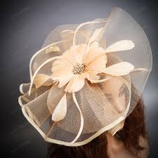 Beige Fascinator w/Feathers