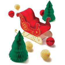 Christmas Sleigh Honeycomb Decorations