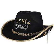"It's My Birthday" Black Cowboy Hat