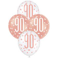 Rose Gold Glitz And Glam 90th Birthday Latex Balloons