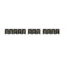 Black & Gold Happy New Year Banner