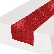 Red Fabric Sequin Table Runner