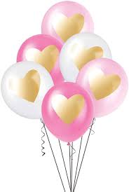12" Heart Metal Print Latex Balloons - 6ct.