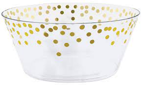 24oz. Clear Bowl w/Gold Polka Dots