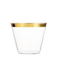 Gold Rim 9oz. Plastic Tumbler - 8ct.
