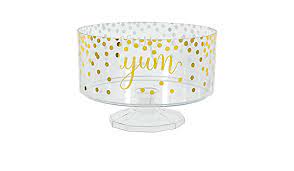Medium Clear Trifle Bowl w/Gold Yum