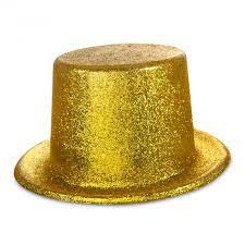 Plastic Glitter Gold Top Hat
