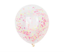 Clear 12" Balloons with Neon Confetti - 6ct.