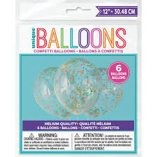 Clear Multi Color Paper Confetti Latex Balloons 6ct