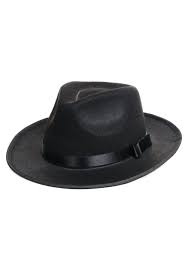 Black Gangster Hat with Black Band