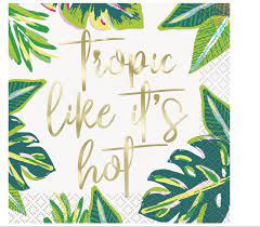 Tropical Leaves "Tropic like it's Hot" Beverage Napkins