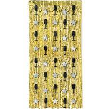 Gold / Silver Doorway Curtain w/Stars and Champagne Glasses