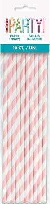 Pink Striped Paper Straws - 10ct.