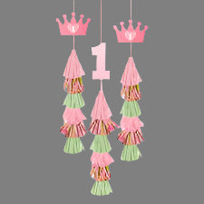 First Birthday Hanging Tassels - 3pcs.