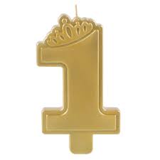 Gold Crown "1" Birthday Candle