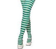 Green and White Striped Leggings