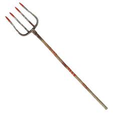 Red and Gray Plastic Pitchfork