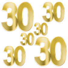 30th Birthday Gold Cutouts - 6ct.