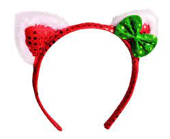 Red Cat Ears w/Green Bow