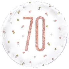 18" Holographic Rose Gold 70th Birthday Helium Filled Mylar