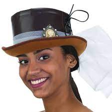 Brown Steampunk Top Hat with Veil