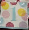 Pink 1st Birthday Polka Dot Beverage Napkins - 16ct.