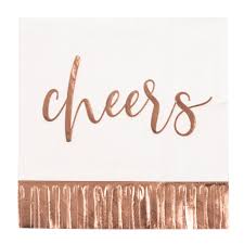 Cheers Rose Gold Fringe Beverage Napkins - 16ct.