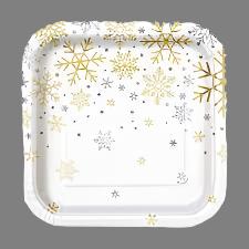 Silver And Golds Snowflake Desert Plate