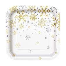Silver And Golds Snowflake Desert Plate
