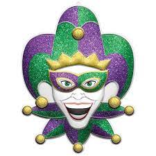 Mardi Gras 3-D Glitter Jester Decoration