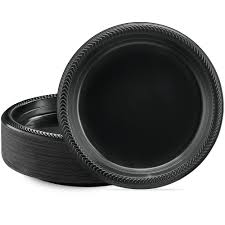 Black 7" Plastic Plates - 50ct.