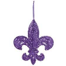 Mardi Gras Glitter Fleur de Lis Hanging Decoration