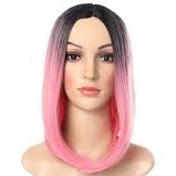 Black to Pink Ombre Bob Adult Wig