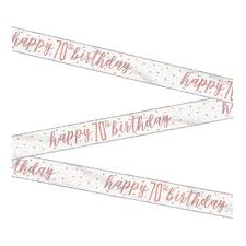 Rose Gold Glitz And Glam 70th Birthday Mylar Banner