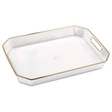 Clear Serving Tray w/Foil Edge - 14.5" x 10"