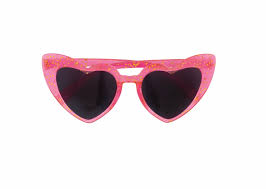 Heart Shaped Novelty Glasses With Glitter
