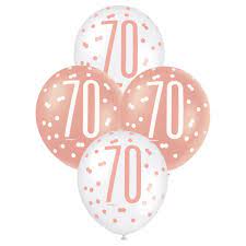 Rose Gold Glitz And Glam 70th Birthday Latex Balloons