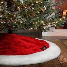 Red with White Trim Christmas Tree Skirt