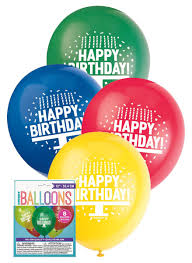 Happy Birthday 12" Primary Latex Balloons - 8ct.