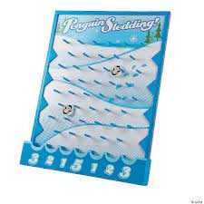 Penguin Sledding Disk Drop Game